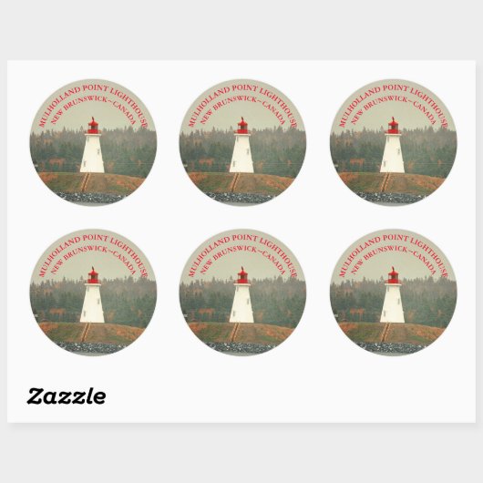 Mulholland Point Light house, NB Round Stickers ラウンドシール (シート)