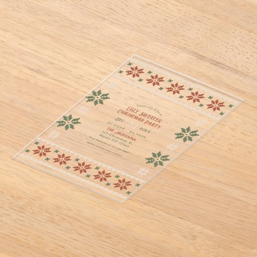 Mulled Spice Ugly Sweater Christmas Party アクリル招待状 (レイダウン)