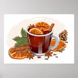 Mulled Wine Festive Christmas Beverage Artwork ポスター