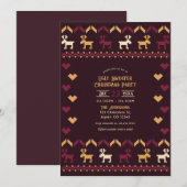 Mulled Wine & Gold Ugly Sweater Christmas Party 招待状 (正面/裏面)