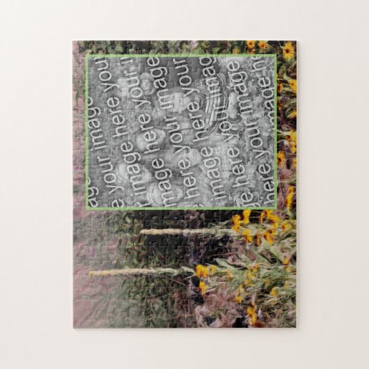 Mulleins黒い目のスーザン花あなたの写真を追加 ジグソーパズル (縦)