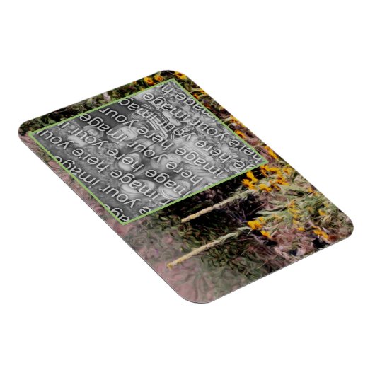 Mulleins黒い目のスーザン花あなたの写真を追加 マグネット (右側)