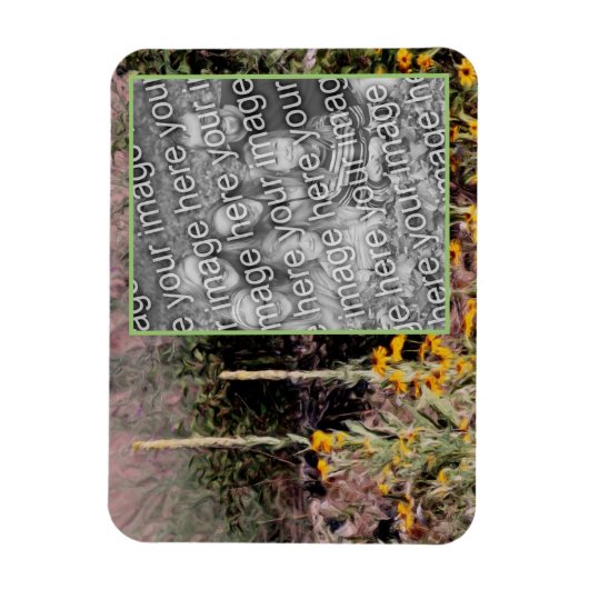 Mulleins黒い目のスーザン花あなたの写真を追加 マグネット (縦)