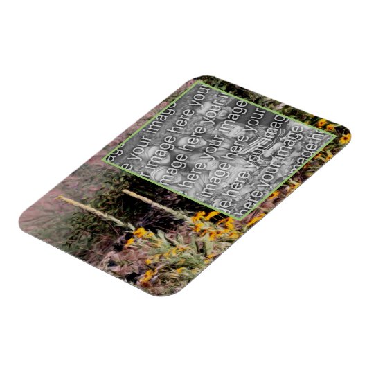 Mulleins黒い目のスーザン花あなたの写真を追加 マグネット (左側)