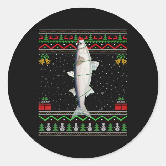 Mullet Fish Lover Matching Ugly Mullet Christmas T ラウンドシール (正面)