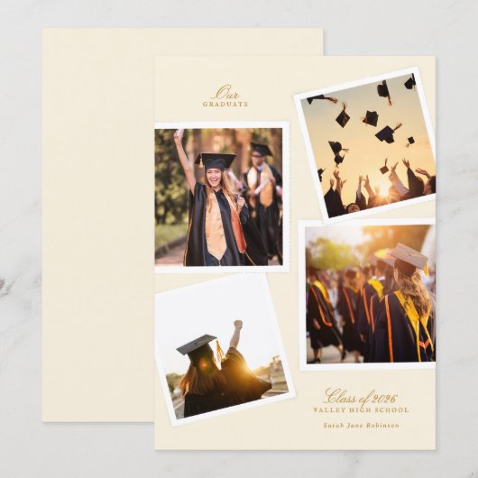 multi 4 photo frame graduation high school 案内状 (正面/裏面)