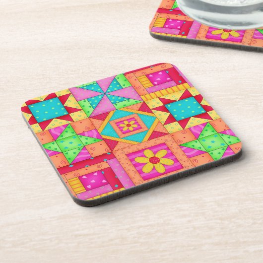 Multi Block Quilt Art Coaster コースター (左側)