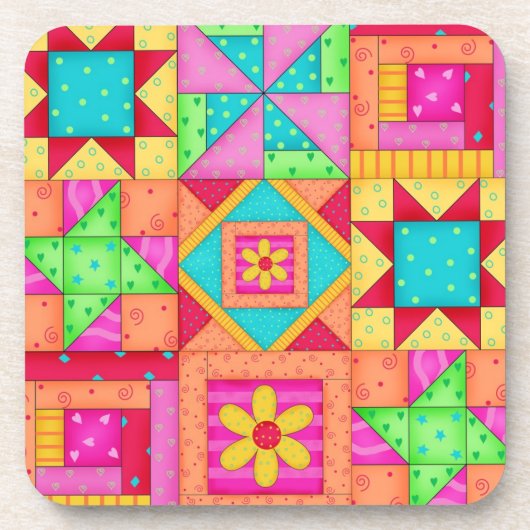 Multi Block Quilt Art Coaster コースター (正面)