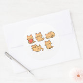 Multi-Cat Sticker – 5 Cute Kawaii Cats (Round) ラウンドシール (封筒)