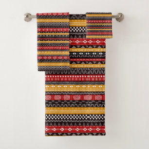 Multi Color African Modern Mudcloth Bath Towel Set バスタオルセット