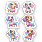 MULTI COLOR DACHSHUND VINYL STICKERS シール (正面)