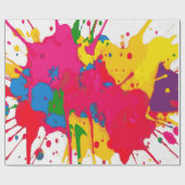 Multi-Color Paint Splat Pattern on White – Fun ラッピングペーパー (フラット)