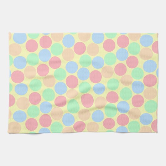 Multi-Color Pastel Dots Pattern キッチンタオル (横)