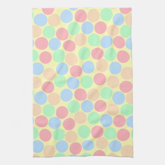 Multi-Color Pastel Dots Pattern キッチンタオル (縦)
