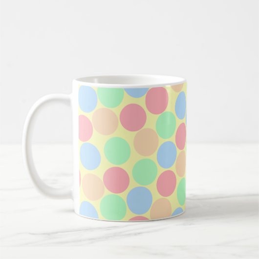 Multi-Color Pastel Dots Pattern コーヒーマグカップ (左)