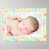Multi-Color Pastel Dots Pattern Custom Baby Photo ポスター (正面)