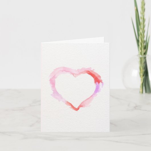 Multi-color Watercolor Heart Valentine's Day Card サンキューカード (正面)