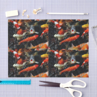 Multi Colored Koi Fish Pond Tissue Paper 薄葉紙