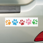 Multi-Colored Paw Prints Bumper Sticker バンパーステッカー (車上)