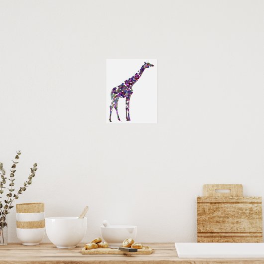 Multi-coloured spotted Giraffe Poster ポスター (キッチン)