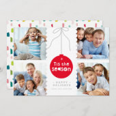 MULTI FAMILY PHOTO festive bauble decoration red シーズンカード (正面/裏面)