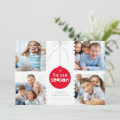 MULTI FAMILY PHOTO festive bauble decoration red シーズンカード (スタンド正面)