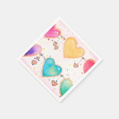 Multi Heart Watercolor Valentine Cocktail Napkin スタンダードカクテルナプキン (角)