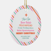 Multi Language Tree Christmas Family セラミックオーナメント (右)