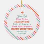 Multi Language Tree Christmas Family セラミックオーナメント (裏面)