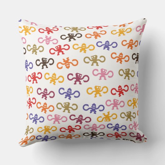Multi-Monkey Business Throw Pillow クッション (裏面)