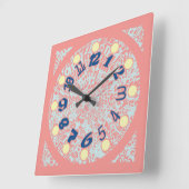 MULTI NUMBERS PASTEL COLORS BY MASANSER スクエア壁時計 (傾斜)