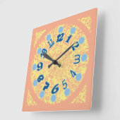 MULTI NUMBERS PASTEL COLORS BY MASANSER スクエア壁時計 (傾斜)