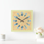 MULTI NUMBERS PASTEL COLORS BY MASANSER スクエア壁時計 (ホーム)