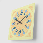 MULTI NUMBERS PASTEL COLORS BY MASANSER スクエア壁時計 (傾斜)