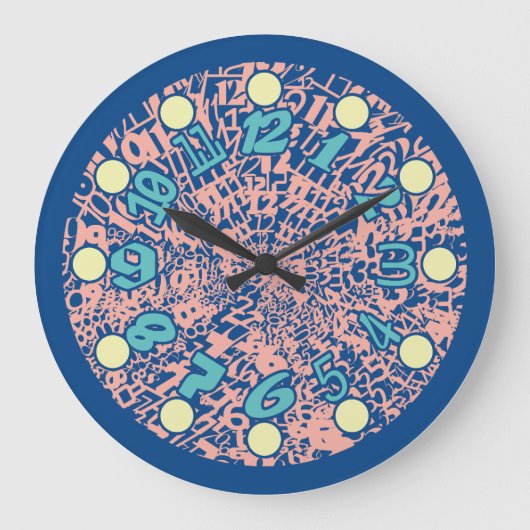 MULTI NUMBERS PASTEL COLORS BY MASANSER ラージ壁時計 (正面)