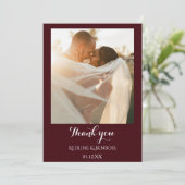 Multi photo Burgundy Wedding Flat Thank You Card サンキューカード (スタンド正面)