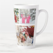 Multi Photo Collage Modern Personalized Name カフェラテマグ (右)