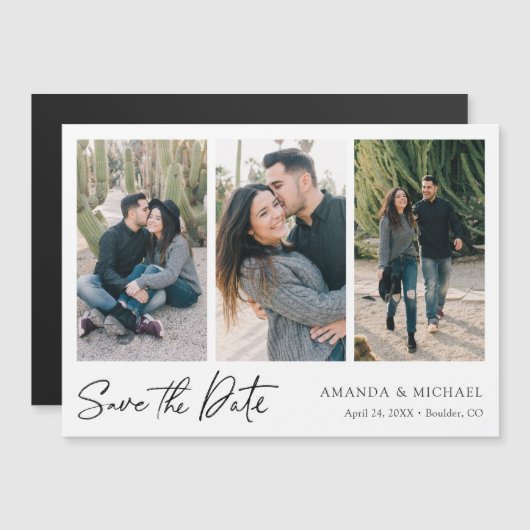 Multi Photo Collage Wedding Save the Date Magnet (正面/裏面)