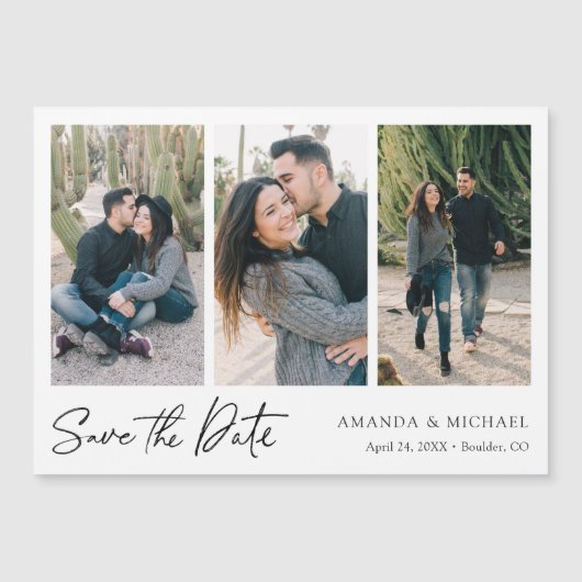 Multi Photo Collage Wedding Save the Date Magnet (正面)