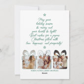 Multi Photo Green Unique Modern Merry Christmas シーズンカード (裏面)
