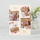 multi photo merry christmas floral botanical シーズンカード (スタンド正面)