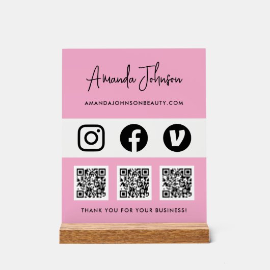 Multi QR code Business Social Media Payment Method アクリルサイン (正面)