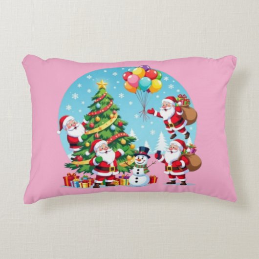 **“Multi-Santa Christmas Fun – 3D Cartoon Transpar アクセントクッション (正面)