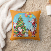 **“Multi-Santa Christmas Fun – 3D Cartoon Transpar クッション (ブランケット)
