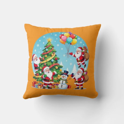 **“Multi-Santa Christmas Fun – 3D Cartoon Transpar クッション (裏面)