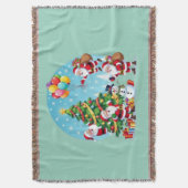 **“Multi-Santa Christmas Fun – 3D Cartoon Transpar スローブランケット (正面縦)