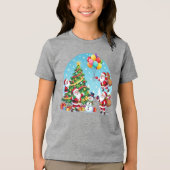 **“Multi-Santa Christmas Fun – 3D Cartoon Transpar トライブレンドＴシャツ (正面)