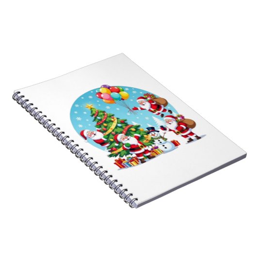 **“Multi-Santa Christmas Fun – 3D Cartoon Transpar ノートブック (右側)