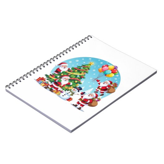 **“Multi-Santa Christmas Fun – 3D Cartoon Transpar ノートブック (左側)