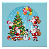 **“Multi-Santa Christmas Fun – 3D Cartoon Transpar ポスター (正面)